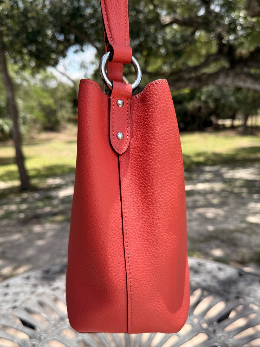 COACH Small Town Bucket Bag Leather Coral Pink 1011 - Picture 2 of 13